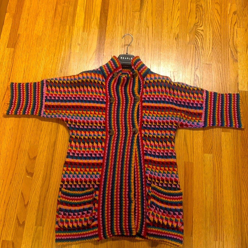 Multi color knit oversized sweater/ cardigan. Size S